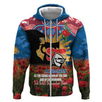 Personalised Knights Rugby ANZAC Day Zip Hoodie Last Post Poppy We Will Remember Them
