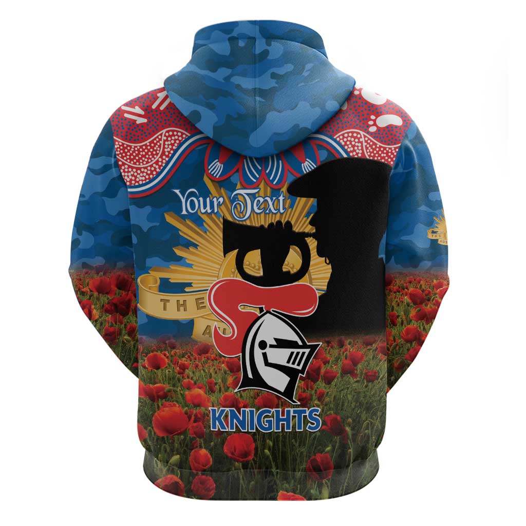 Personalised Knights Rugby ANZAC Day Zip Hoodie Last Post Poppy We Will Remember Them