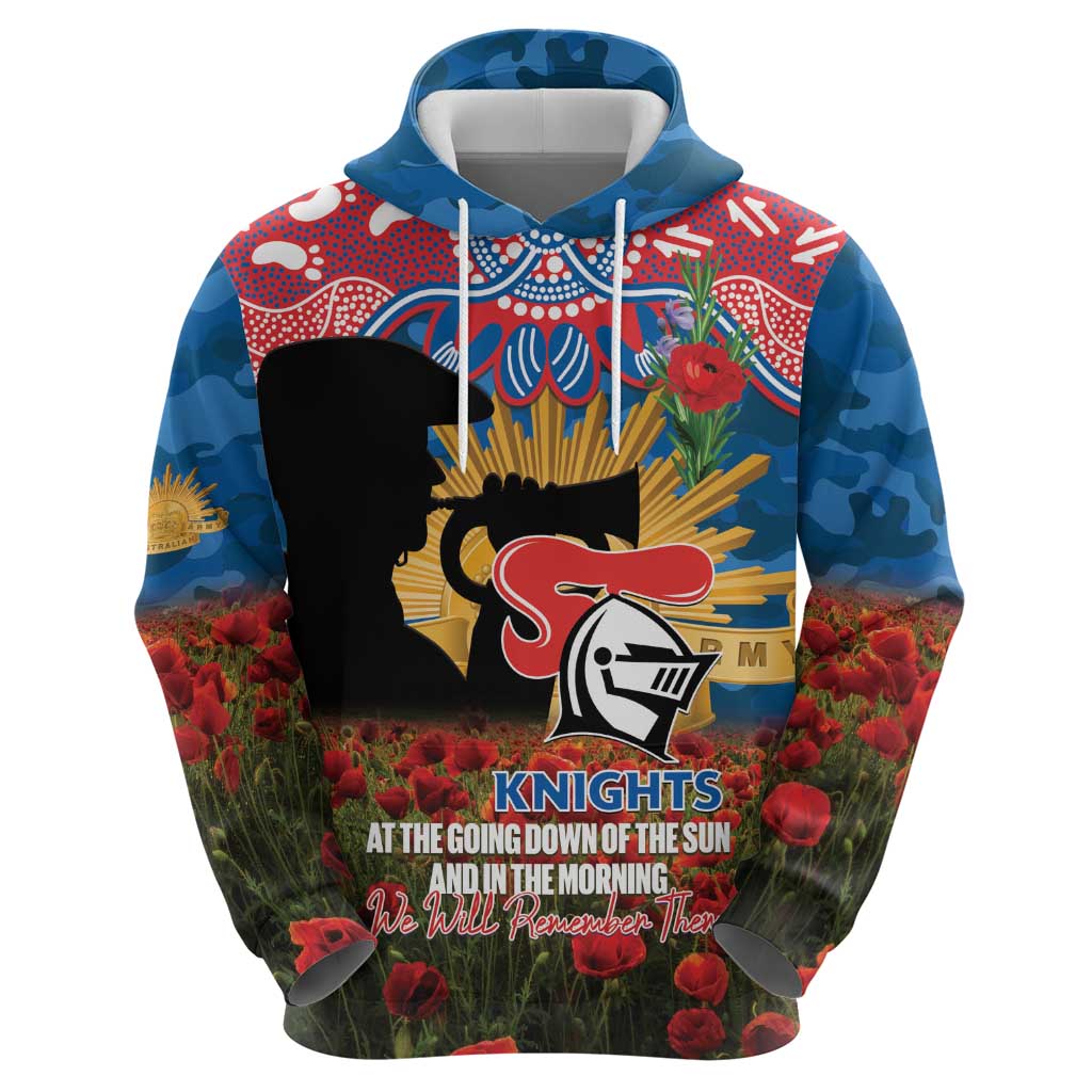 Personalised Knights Rugby ANZAC Day Zip Hoodie Last Post Poppy We Will Remember Them