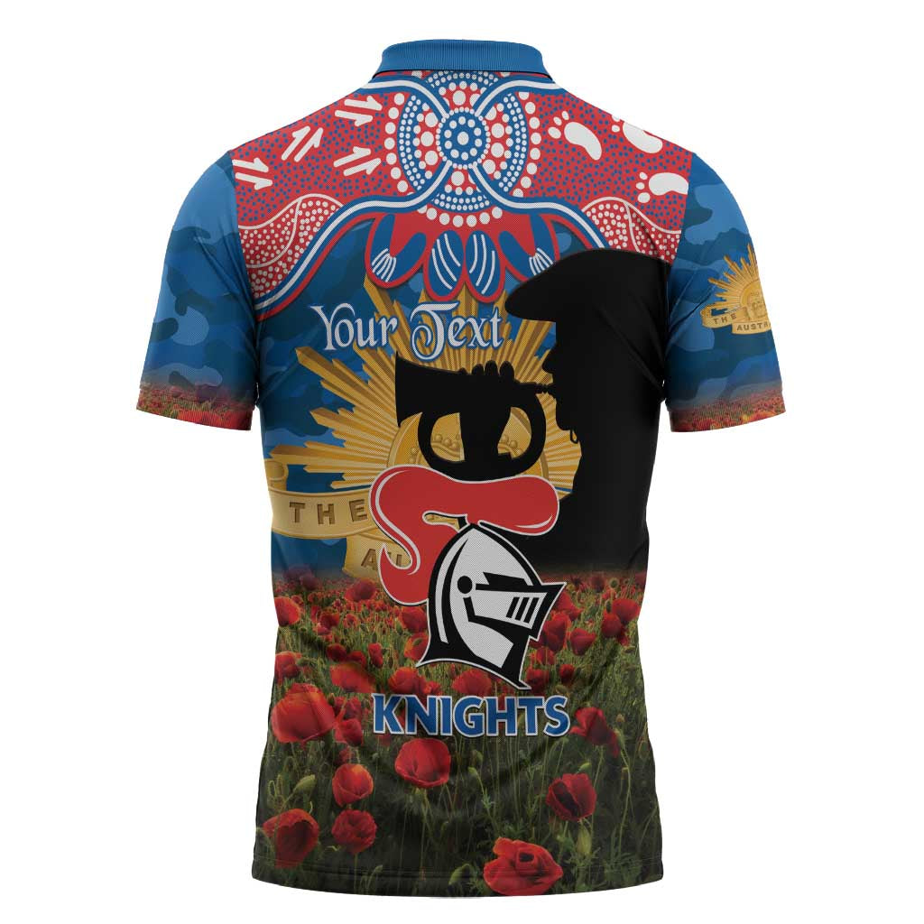 Personalised Knights Rugby ANZAC Day Zipper Polo Shirt Last Post Poppy We Will Remember Them