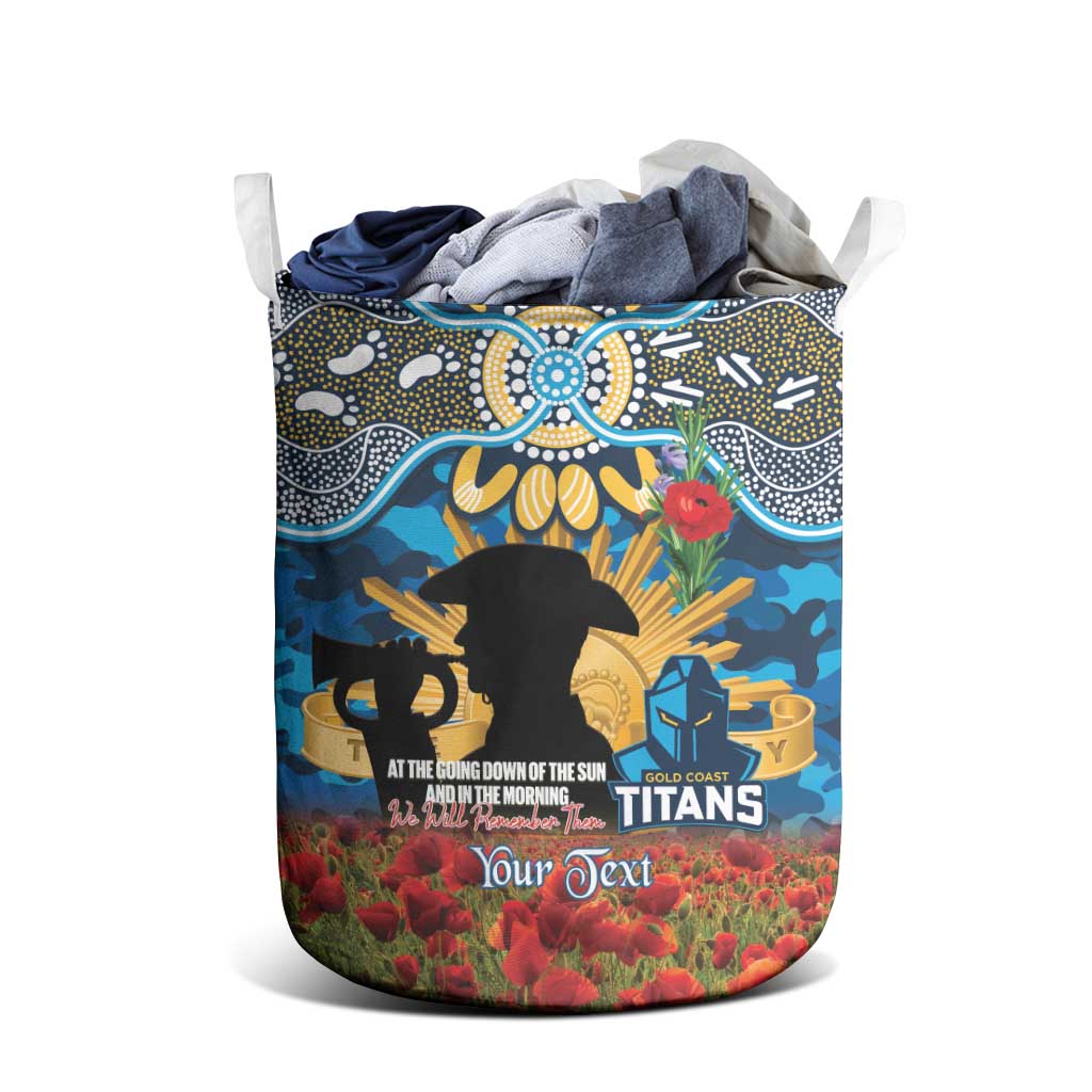 Personalised Titans Rugby ANZAC Day Laundry Basket Last Post Poppy We Will Remember Them