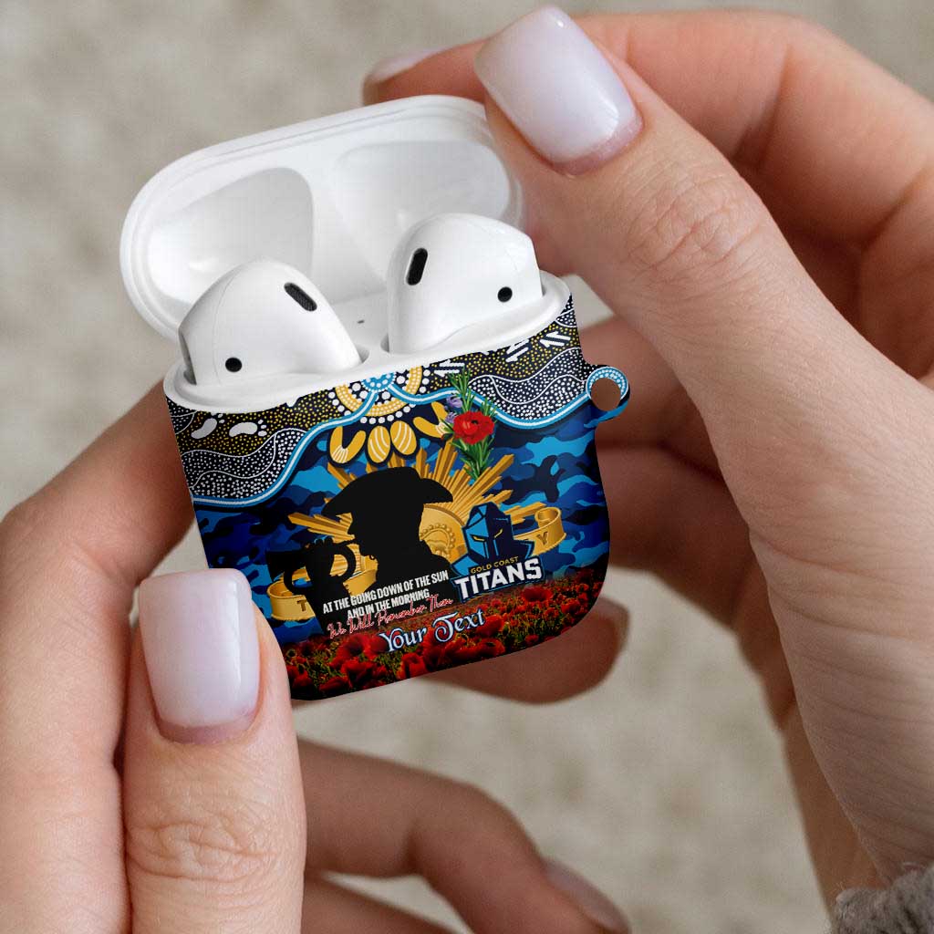 Personalised Titans Rugby ANZAC Day AirPods Case Last Post Poppy We Will Remember Them