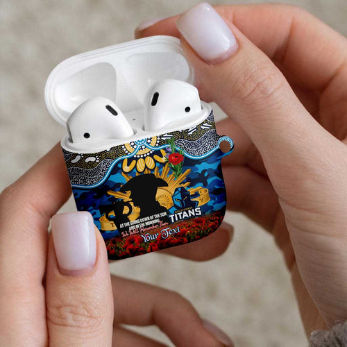 Personalised Titans Rugby ANZAC Day AirPods Case Last Post Poppy We Will Remember Them