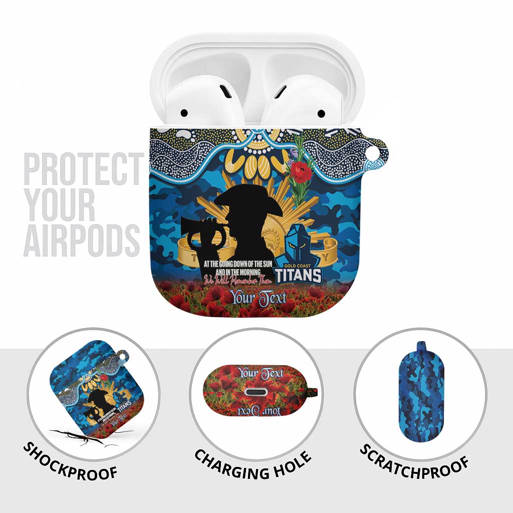 Personalised Titans Rugby ANZAC Day AirPods Case Last Post Poppy We Will Remember Them