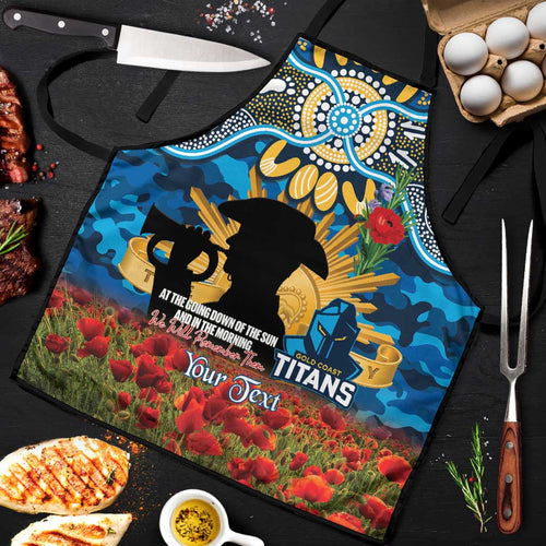 Personalised Titans Rugby ANZAC Day Apron Last Post Poppy We Will Remember Them