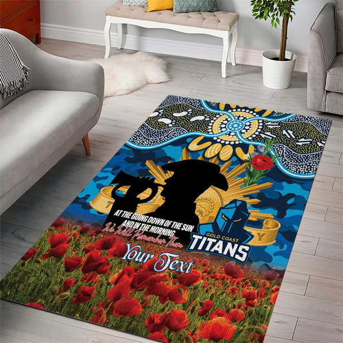Personalised Titans Rugby ANZAC Day Area Rug Last Post Poppy We Will Remember Them