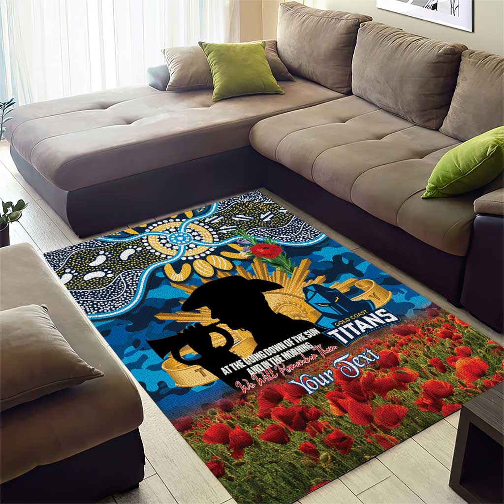 Personalised Titans Rugby ANZAC Day Area Rug Last Post Poppy We Will Remember Them