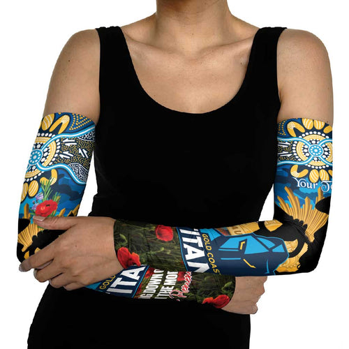 Personalised Titans Rugby ANZAC Day Arm Sleeves Last Post Poppy We Will Remember Them