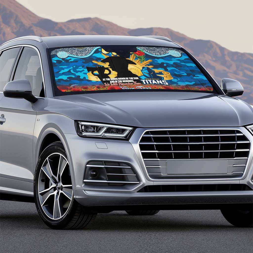 Personalised Titans Rugby ANZAC Day Auto Sun Shade Last Post Poppy We Will Remember Them