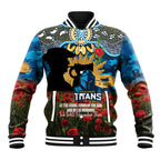 Personalised Titans Rugby ANZAC Day Baseball Jacket Last Post Poppy We Will Remember Them