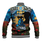 Personalised Titans Rugby ANZAC Day Baseball Jacket Last Post Poppy We Will Remember Them