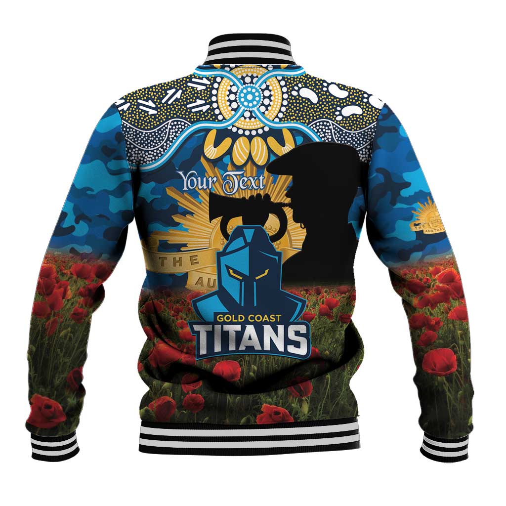 Personalised Titans Rugby ANZAC Day Baseball Jacket Last Post Poppy We Will Remember Them