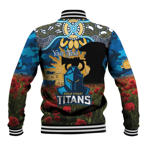 Personalised Titans Rugby ANZAC Day Baseball Jacket Last Post Poppy We Will Remember Them