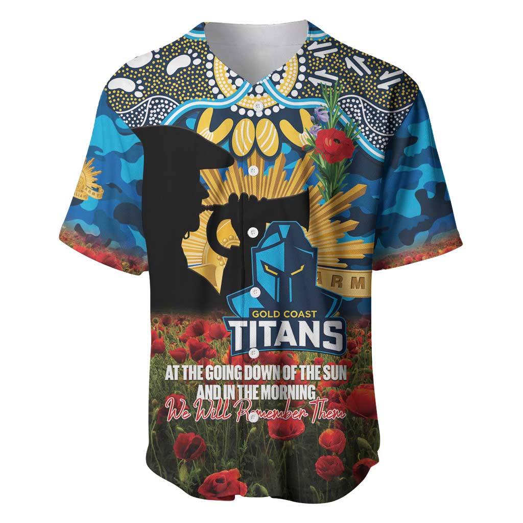 Personalised Titans Rugby ANZAC Day Baseball Jersey Last Post Poppy We Will Remember Them