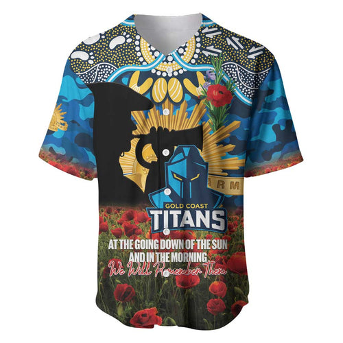 Personalised Titans Rugby ANZAC Day Baseball Jersey Last Post Poppy We Will Remember Them