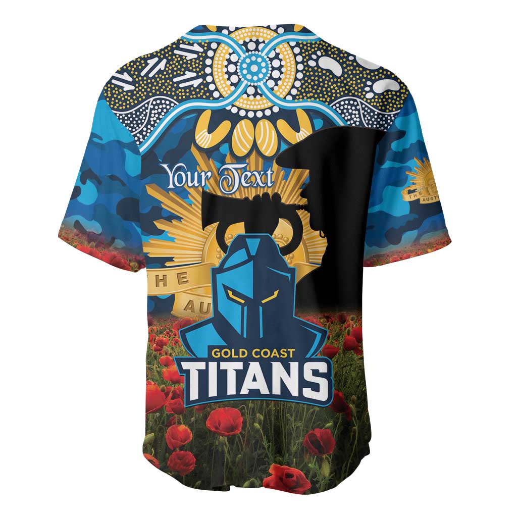 Personalised Titans Rugby ANZAC Day Baseball Jersey Last Post Poppy We Will Remember Them