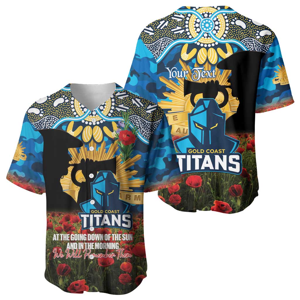 Personalised Titans Rugby ANZAC Day Baseball Jersey Last Post Poppy We Will Remember Them
