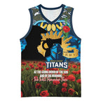 Personalised Titans Rugby ANZAC Day Basketball Jersey Last Post Poppy We Will Remember Them