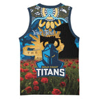 Personalised Titans Rugby ANZAC Day Basketball Jersey Last Post Poppy We Will Remember Them
