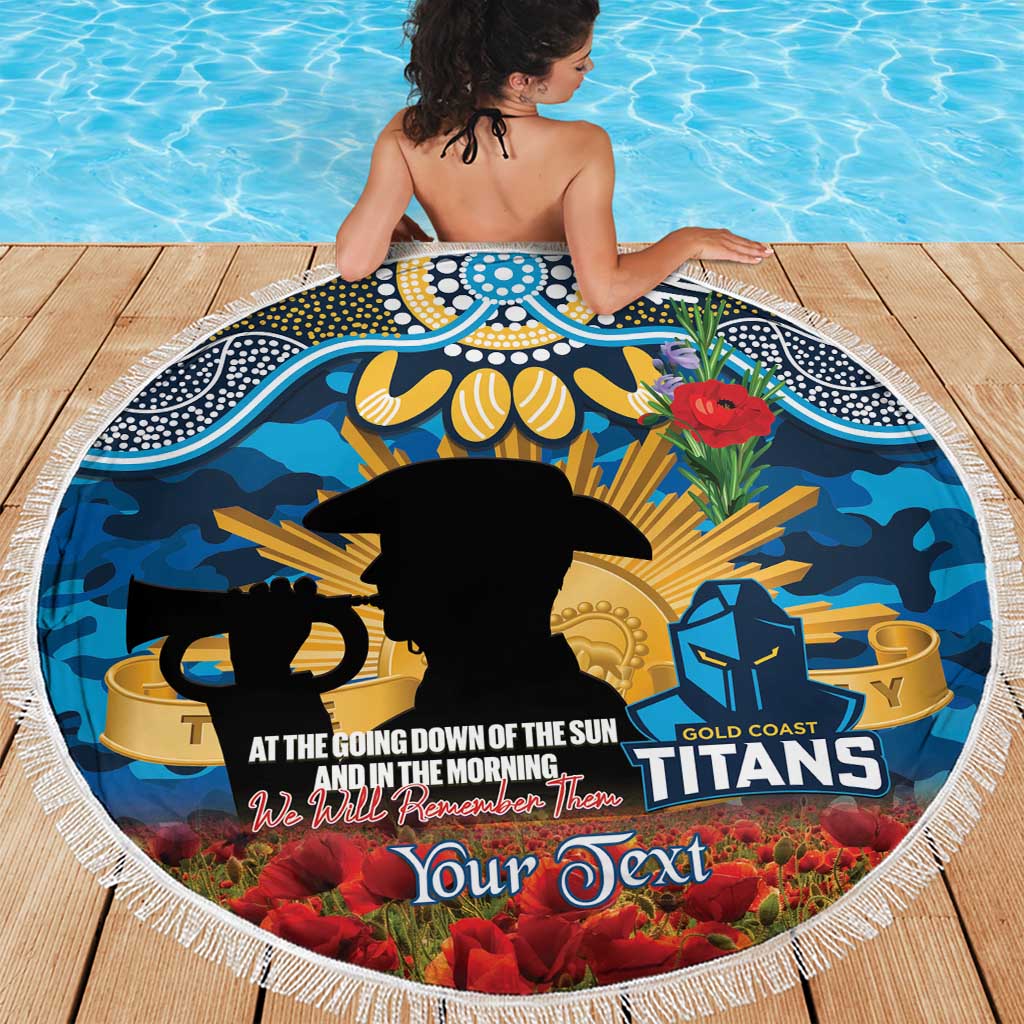 Personalised Titans Rugby ANZAC Day Beach Blanket Last Post Poppy We Will Remember Them