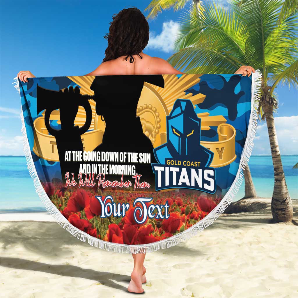 Personalised Titans Rugby ANZAC Day Beach Blanket Last Post Poppy We Will Remember Them