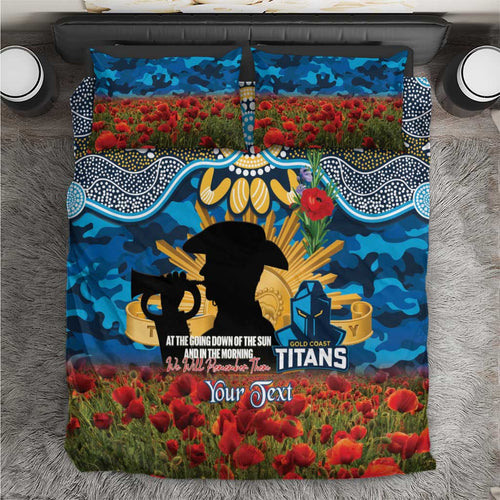 Personalised Titans Rugby ANZAC Day Bedding Set Last Post Poppy We Will Remember Them