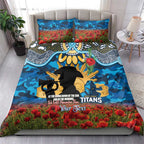 Personalised Titans Rugby ANZAC Day Bedding Set Last Post Poppy We Will Remember Them
