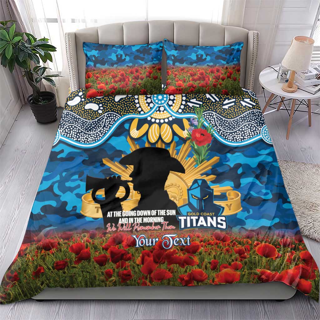 Personalised Titans Rugby ANZAC Day Bedding Set Last Post Poppy We Will Remember Them