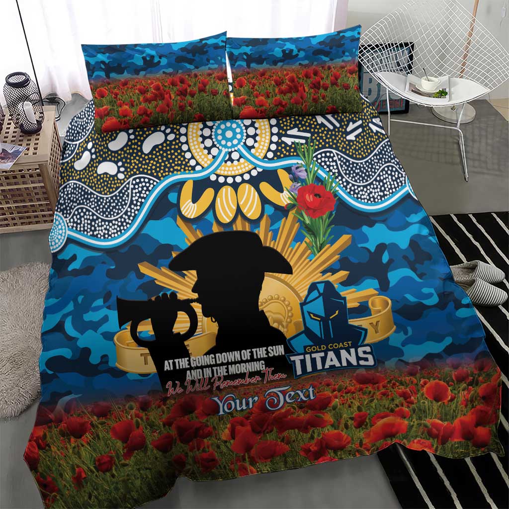 Personalised Titans Rugby ANZAC Day Bedding Set Last Post Poppy We Will Remember Them