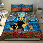 Personalised Titans Rugby ANZAC Day Bedding Set Last Post Poppy We Will Remember Them