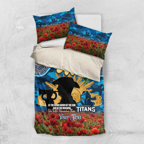 Personalised Titans Rugby ANZAC Day Bedding Set Last Post Poppy We Will Remember Them