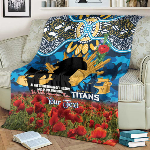 Personalised Titans Rugby ANZAC Day Blanket Last Post Poppy We Will Remember Them