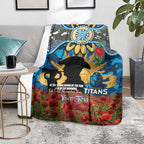 Personalised Titans Rugby ANZAC Day Blanket Last Post Poppy We Will Remember Them