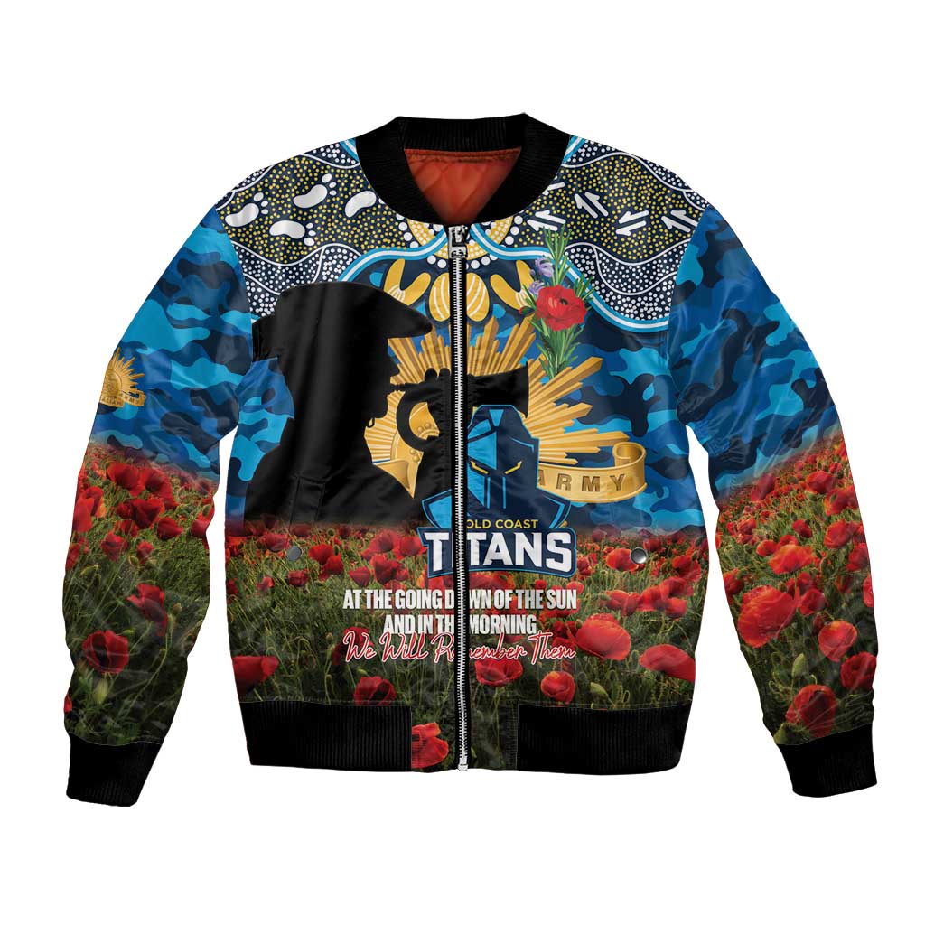 Personalised Titans Rugby ANZAC Day Bomber Jacket Last Post Poppy We Will Remember Them