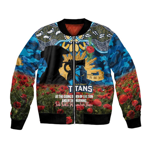 Personalised Titans Rugby ANZAC Day Bomber Jacket Last Post Poppy We Will Remember Them