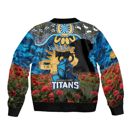 Personalised Titans Rugby ANZAC Day Bomber Jacket Last Post Poppy We Will Remember Them