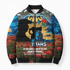 Personalised Titans Rugby ANZAC Day Bomber Puffer Jacket Last Post Poppy We Will Remember Them