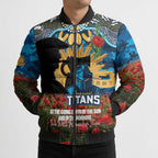 Personalised Titans Rugby ANZAC Day Bomber Puffer Jacket Last Post Poppy We Will Remember Them