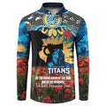Personalised Titans Rugby ANZAC Day Button Sweatshirt Last Post Poppy We Will Remember Them