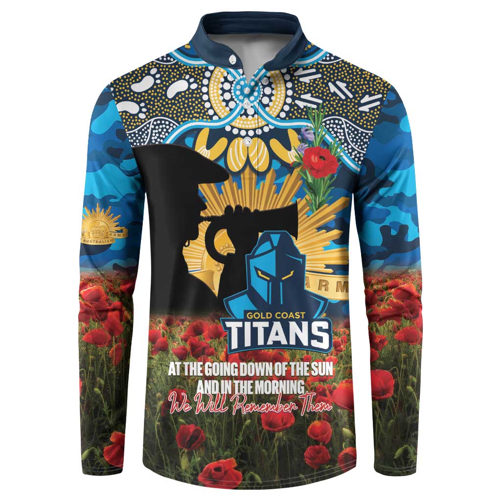 Personalised Titans Rugby ANZAC Day Button Sweatshirt Last Post Poppy We Will Remember Them