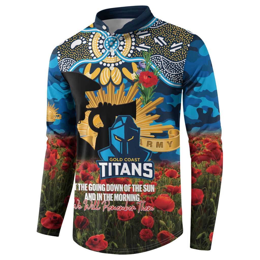 Personalised Titans Rugby ANZAC Day Button Sweatshirt Last Post Poppy We Will Remember Them