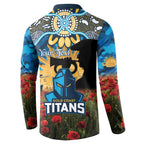 Personalised Titans Rugby ANZAC Day Button Sweatshirt Last Post Poppy We Will Remember Them