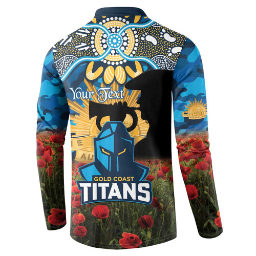 Personalised Titans Rugby ANZAC Day Button Sweatshirt Last Post Poppy We Will Remember Them