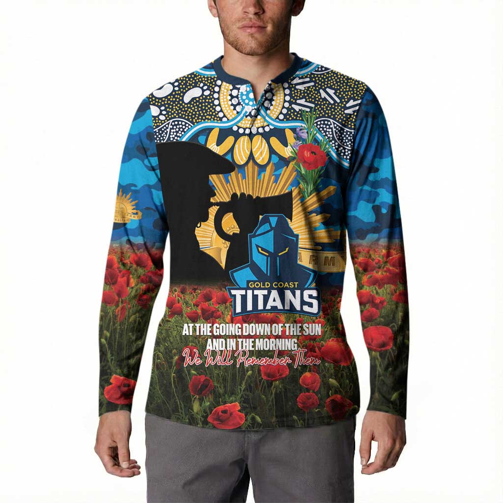 Personalised Titans Rugby ANZAC Day Button Sweatshirt Last Post Poppy We Will Remember Them
