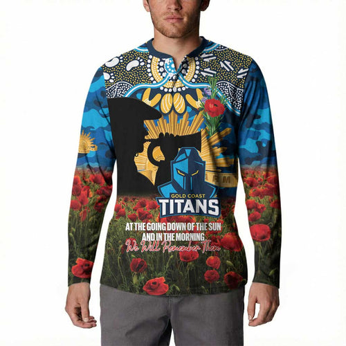 Personalised Titans Rugby ANZAC Day Button Sweatshirt Last Post Poppy We Will Remember Them