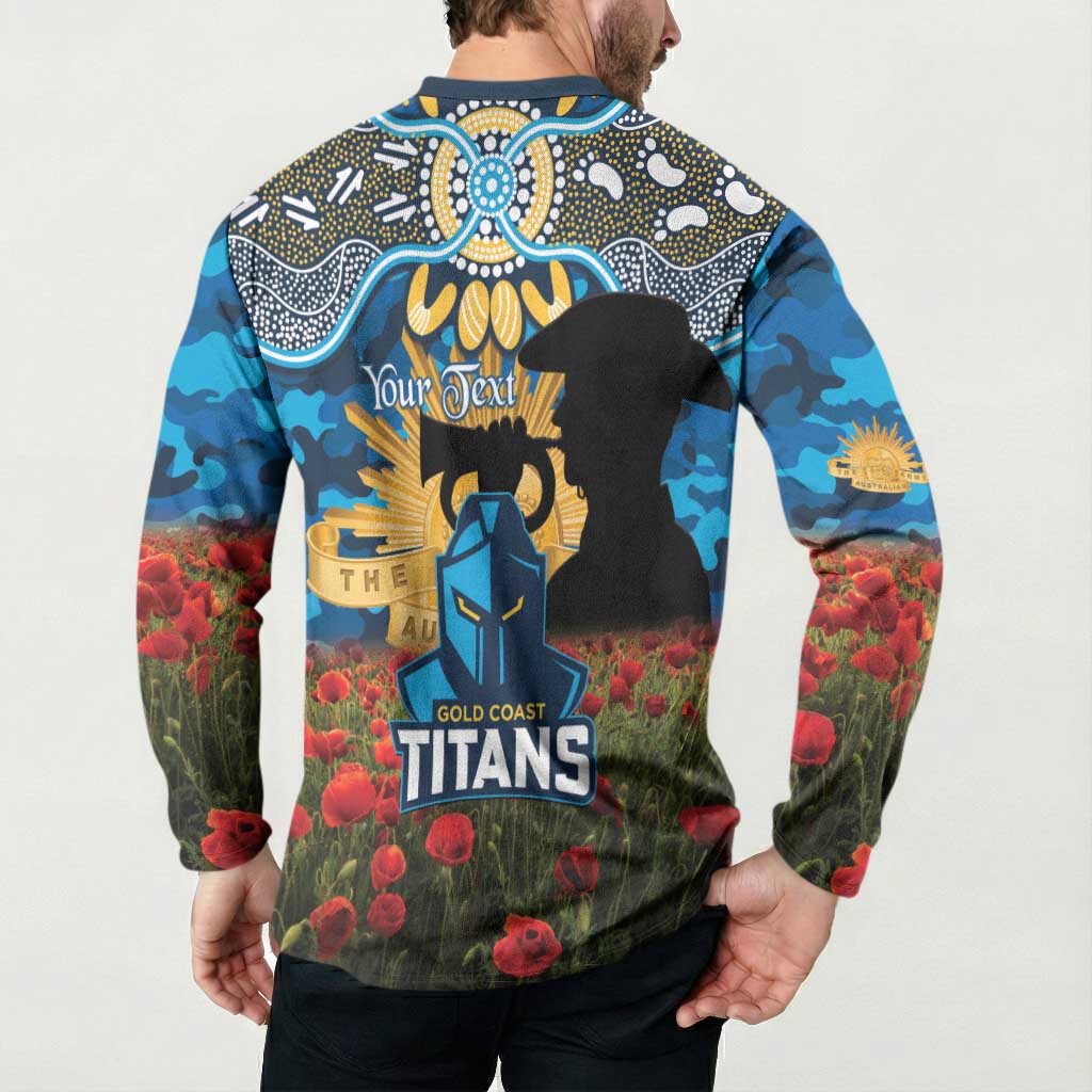 Personalised Titans Rugby ANZAC Day Button Sweatshirt Last Post Poppy We Will Remember Them