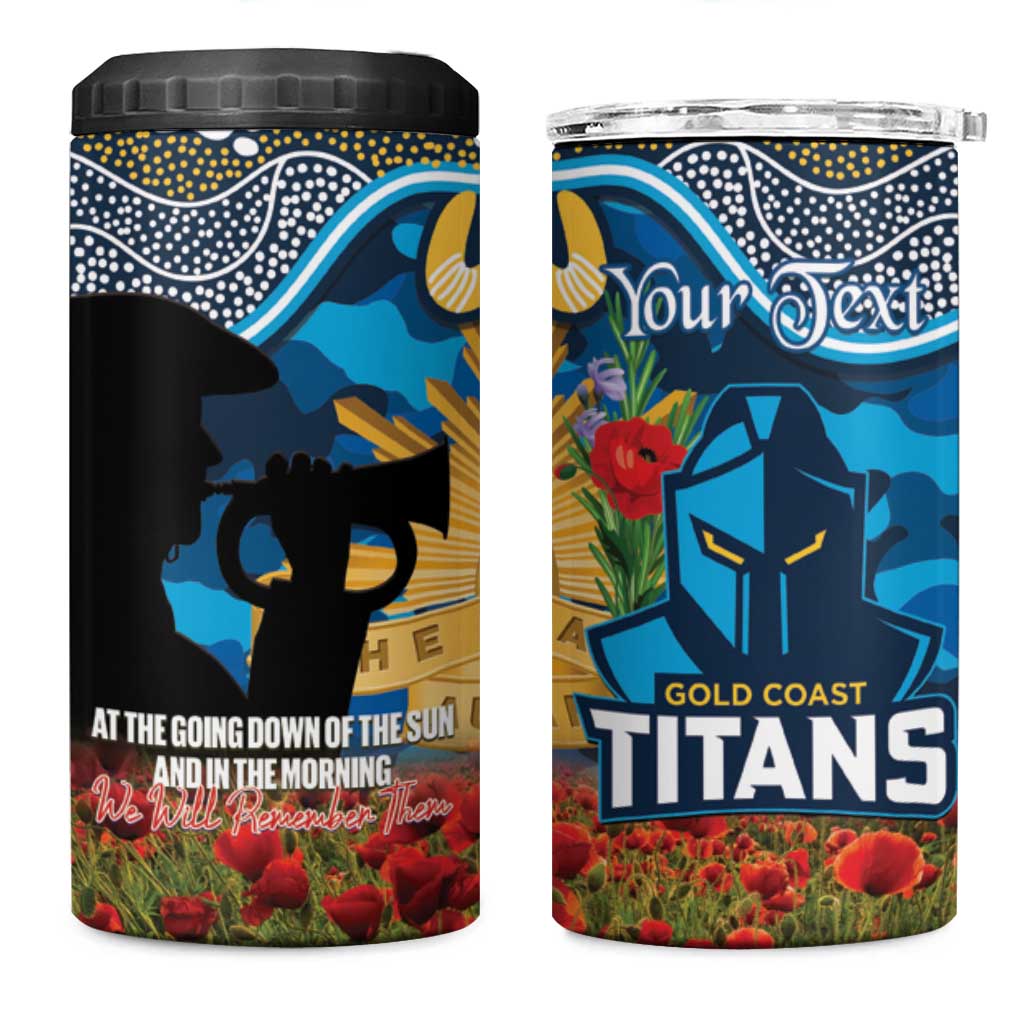 Personalised Titans Rugby ANZAC Day 4 in 1 Can Cooler Tumbler Last Post Poppy We Will Remember Them