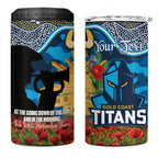 Personalised Titans Rugby ANZAC Day 4 in 1 Can Cooler Tumbler Last Post Poppy We Will Remember Them