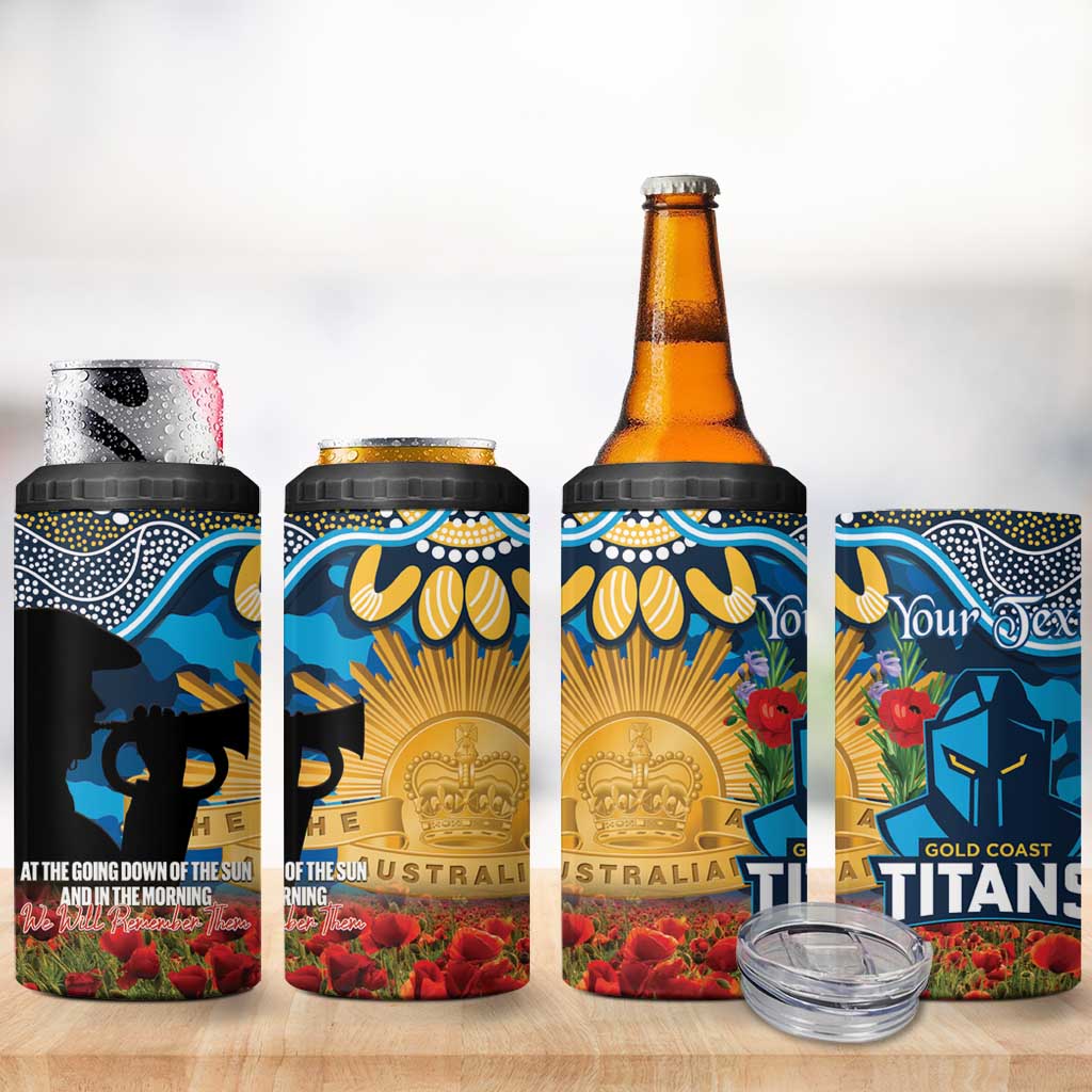 Personalised Titans Rugby ANZAC Day 4 in 1 Can Cooler Tumbler Last Post Poppy We Will Remember Them