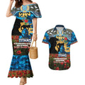 Personalised Titans Rugby ANZAC Day Couples Matching Mermaid Dress and Hawaiian Shirt Last Post Poppy We Will Remember Them